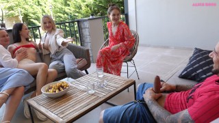 Cute Youthful Girl Publicly Fucked by an Italian Guy with a 10 inch Dick on a Summer Patio!