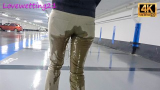 too late, she totally pee in her pants in an underground parking